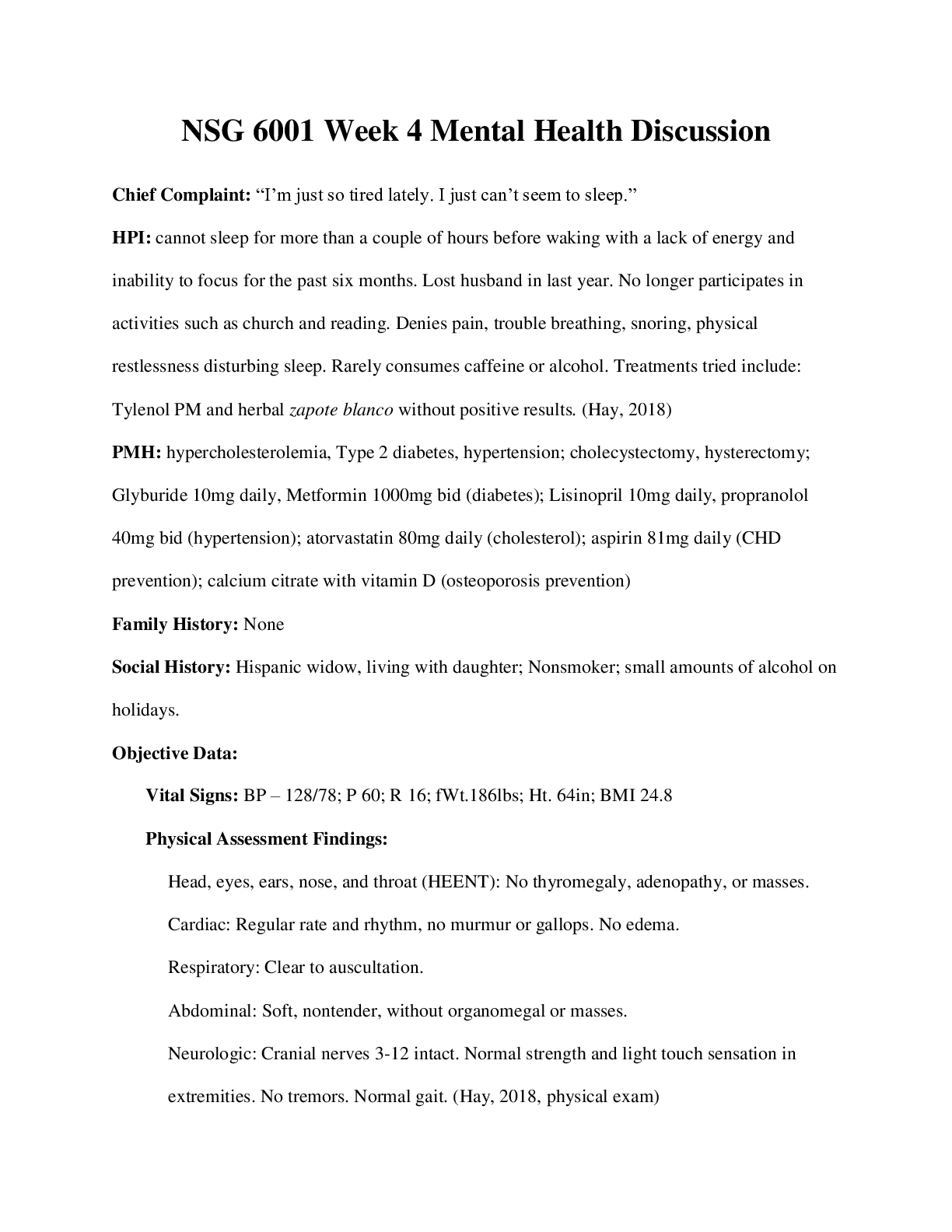 Preview image for NSG 6001 Week 4 Mental Health Discussion